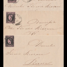 1866 Romania - 3 scrisori Carol favoriti 20 par, Tanase Riosanu mosie Teleorman