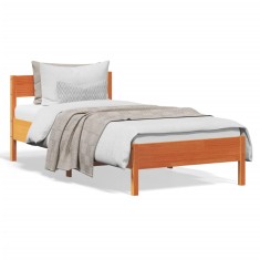 Gossi cadru pat fara saltea, maro ceruit, 90x190 cm, lemn masiv pin