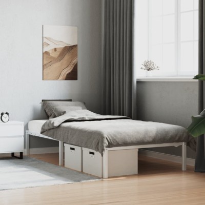 vidaXL Cadru pat metalic, alb, 100x200 cm 373668 foto