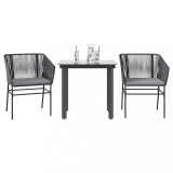 vidaXL Set de sufragerie de grădină 3 piese neagră 3334611