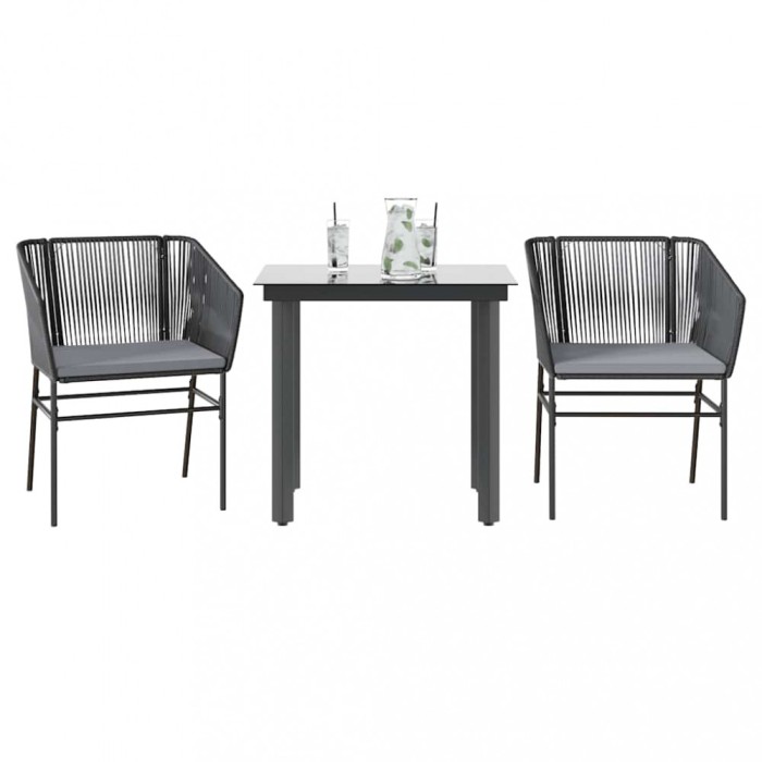 vidaXL Set de sufragerie de grădină 3 piese neagră 3334611