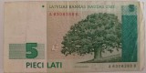 Letonia bancnota 5 Lati 1992 VF