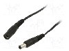 Cablu alimentare DC, DC 5,5/2,1 mufa, DC 5,5/2,1 soclu, negru, 3m, WEST POL - P21-C21-T050-300BK