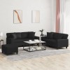 VidaXL Set de canapele cu perne, 3 piese, negru, piele ecologică