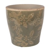 Ghiveci flori ceramica verde maro &Oslash; 14x13 cm
