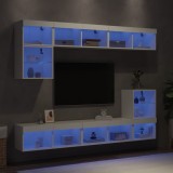 vidaXL Unități de perete TV cu LED-uri, 8 piese, alb, lemn prelucrat