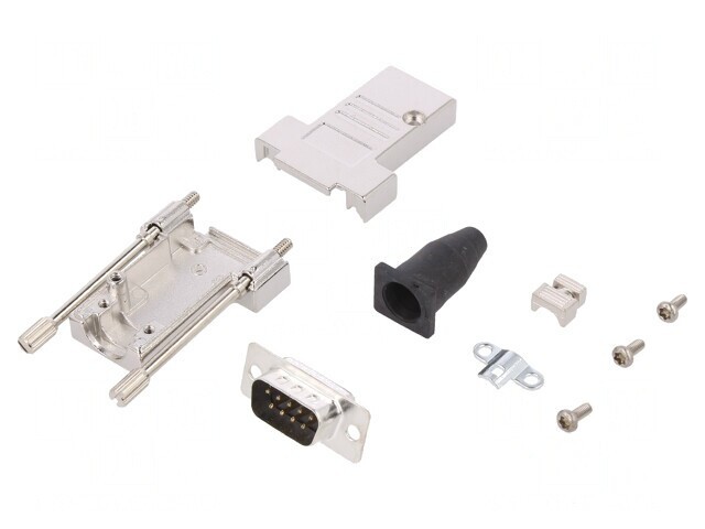 Kit mufă tată D-Sub 9 PIN lipire pe cablu neagră