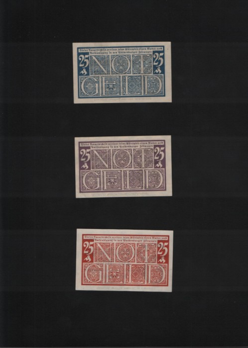 Notgeld Set 3x25 pf Waldenburg