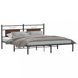 Cadru Pat Gossi 183x203 cm Stejar Maro cu Tablie, Spatiu Depozitare, Somiera Inclusa (Salteaua Nu e Inclusa)