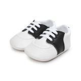 Pantofiori eleganti albi cu insertie neagra (Marime Disponibila: 9-12 luni