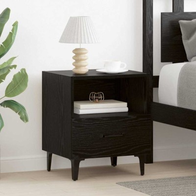 vidaXL Dulap de noapte cu sertar 2 pcs Stejar negru 40 x 35 x 47.5 cm foto