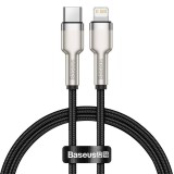 CABLU alimentare si date Baseus Cafule Metal, Fast Charging Data Cable pt. smartphone, USB Type-C la Lightning Iphone PD 20W, braided, 0.25m, negru &quot;C