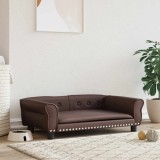 VidaXL Pat de c&acirc;ini, maro, 95x55x30 cm, piele ecologică