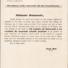 HST A1062 Act antet Școala comercială Dej 1927