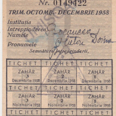 Romania tichet zahar 1958