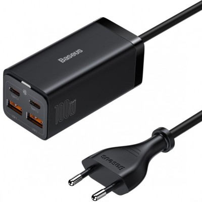 Incarcator Statie Baseus GaN3 Pro, 100W, 5A, 2 x USB-A - 2 x USB-C, Negru CCGP000101 foto