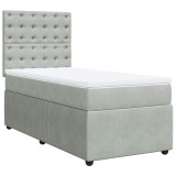 Cumpara ieftin Pat continental cu saltea, gri deschis, 80x200 cm, catifea