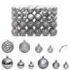 Globuri Craciun vidaXL, 100 buc, Gri, 3/4/6cm, Polistiren, Set Decor Brad, Lucios, Mat, Sclipici