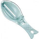 Curatator manual solzi de peste, flippy, forma peste , recipient cu capcac pentru solzi, plastic, albastru deschis, 16x6 cm