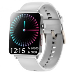 Smartwatch iSEN KS03 PRO Silver, 1.96 Touchscreen Color, Monitorizare Glucoza, HRV, ECG, Functii Sanatate, Bluetooth Call, Compatibil iOS Android