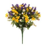 Buchet Flori Artificiale Mov, Galbene și Margarete Albe, 42 cm, CMCLASS