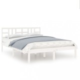 Cumpara ieftin Cadru de pat mic dublu, alb, 120x190 cm, lemn masiv