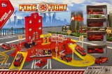Jucarie statie de pompieri cu patru masinute metal
