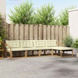 vidaXL Set mobilier gradina 5 piese, lemn masiv acacia, Alb crem, rezistent intemperii