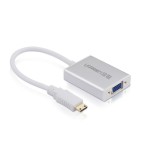 Convertor HDMI la VGA Ugreen, Audio 3.5mm, Micro USB, 1080p, Carcasa Aluminiu - Argintiu
