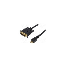 Cablu DVI - HDMI, DVI-D (18+1) mufa, HDMI mini mufa, 2m, negru, LOGILINK - CHM004