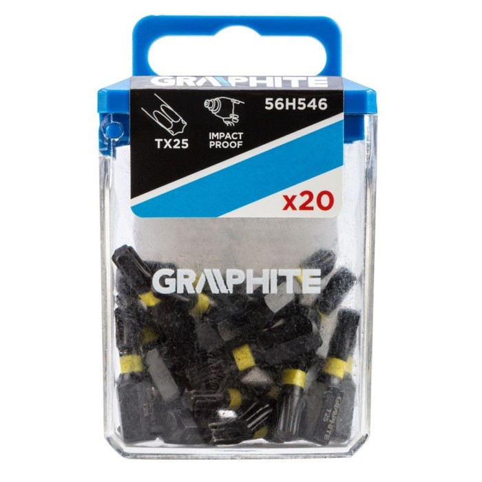 Bit de impact 20 buc/set TORX GRAPHITE TX25