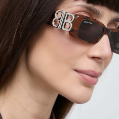 Balenciaga ochelari de soare BB0096S femei, culoarea maro