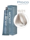 Vopsea de par profesionala 100 ml - 10/21 BLOND EXTRA DESCHIS IRISE CENUSIU, Pro.Co