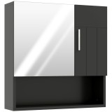 kleankin Dulap cu Oglindă pentru Baie 2 Uși și Raft Deschis 54x15.2x55.3 cm Negru | Aosom Romania