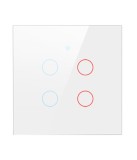 Intrerupator inteligent cu touch Tuya, Life Smart, Wi-Fi, cu sau fara nul, 4 canal, 10A, Sticla securizata, Alb @SmartWiz smw26