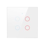 Intrerupator inteligent cu touch Tuya, Life Smart, Wi-Fi, cu sau fara nul, 4 canal, 10A, Sticla securizata, Alb @SmartWiz smw26