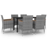 Cumpara ieftin Set mobilier de gradina cu perne, 7 piese, poliratan si sticla