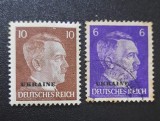 Pereche 2 Timbre Ocupația Germană &icirc;n Ucraina WWII 1941 Hitler Supratipar UKRAINE 6 Pfennig și 10 Pfennig - A123