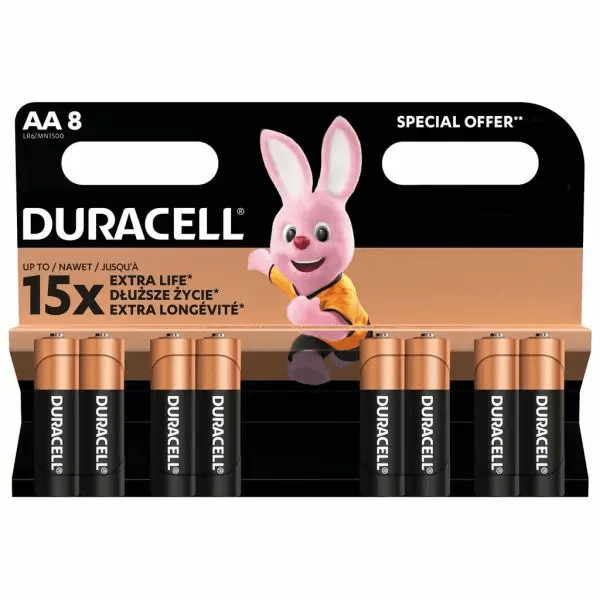 Set 8 baterii alcaline Duracell Basic R6 AA 8buc/blister