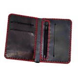 Portofel, din piele naturala, compartiment marunt, Jack 2 M, Negru antichizat, Elyk Creation