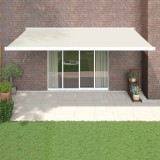 vidaXL Copertină retractabilă, crem, 5x3 m, textil și aluminiu 3154530