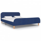 Cadru de pat, albastru, 140 x 200 cm, material textil, Cires, Dublu, Cu polite semirotunde, vidaXL