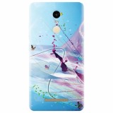 Husa silicon pentru Xiaomi Remdi Note 3, Artistic Paint Splash Purple Butterflies