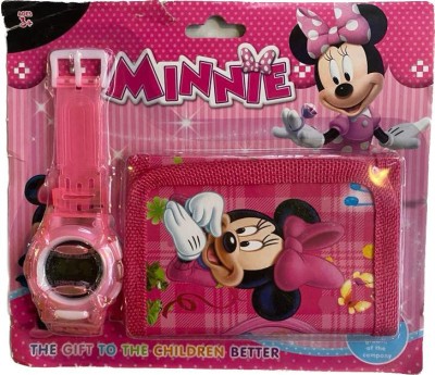 Set ceas electronic de mana si portofel copii tip Minnie Me foto