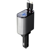 Incarcator auto 4 &icirc;n 1 120W cu cabluri retractabile si porturi USB-C