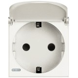 Priza schuko cu capac Axolute Bticino 2M iluminabila alb HD4141PW