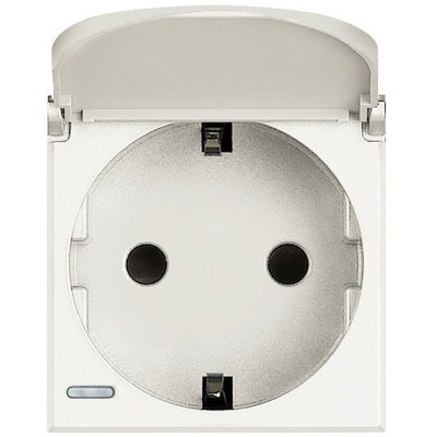 Priza schuko cu capac Axolute Bticino 2M iluminabila alb HD4141PW foto