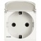 Priza schuko cu capac Axolute Bticino 2M iluminabila alb HD4141PW