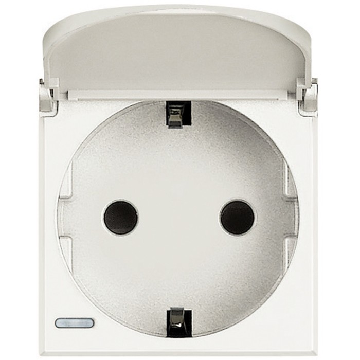Priza schuko cu capac Axolute Bticino 2M iluminabila alb HD4141PW