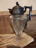 Caraffa antika argint și cristal